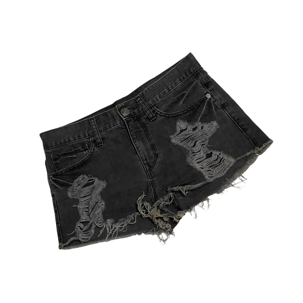 Express Jeans‎ Womens Size 4 Distressed Destroyed Jean Booty Shorts Black